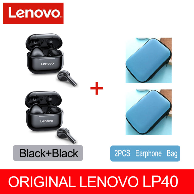 NEW Original Lenovo LP40 TWS Wireless Earphone Bluetooth 5.0 Dual Stereo Noise Reduction Bass Touch Control Long Standby 230mAH